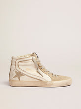 Golden Goose Women's Slide with ice-gray suede star and white flash