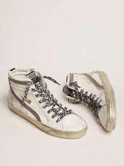 Golden Goose Women's Slide with star in white suede and leather flash