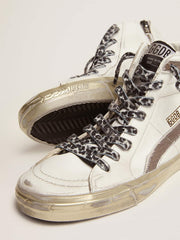 Golden Goose Women's Slide with star in white suede and leather flash