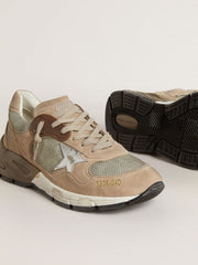 Golden Goose Women's Dad-Star in beige mesh and suede with silver leather star