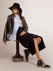 Golden Goose Women's Sky-Star in black nappa with white star