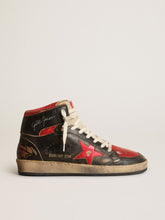 Golden Goose Women's Sky-Star in black glossy leather with red star