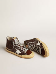 Golden Goose Francy Penstar in brown glitter with white leather star