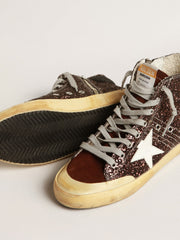 Golden Goose Francy Penstar in brown glitter with white leather star