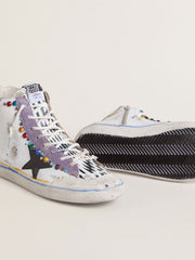 Golden Goose Women’s Francy Penstar LAB with black leather star and multicolor studs
