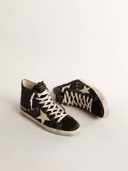 Golden Goose Francy Penstar in glitter with ivory star and black heel tab