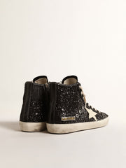 Golden Goose Francy Penstar in glitter with ivory star and black heel tab