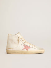 Golden Goose Francy in cream nappa with pink crocodile-print leather star