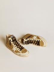Golden Goose Francy Penstar in gold glitter with white leather star