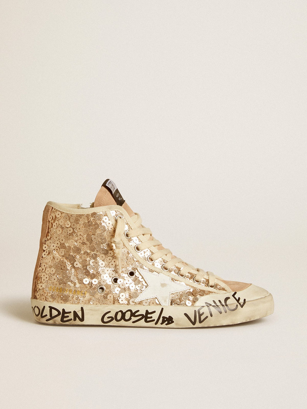 Golden Goose Francy Penstar in sequins with leather star and suede inserts