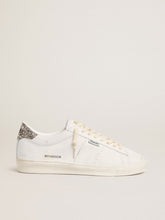 Golden Goose Matchstar in white leather with silver glitter heel tab
