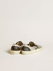Golden Goose Women's VCE Penstar in metallic silver leather with black leather heel tab