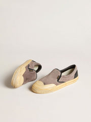 Golden Goose Women's VCE Penstar in dove-gray suede with black leather heel tab