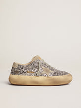 Golden Goose Women's Space-Star shoes in silver glitter with shearling lining