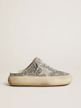 Golden Goose Women's Space-Star Sabot in glitter with ice-gray star and tab