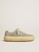 Golden Goose Women's Space-Star shoes in ice-gray suede with perforated star