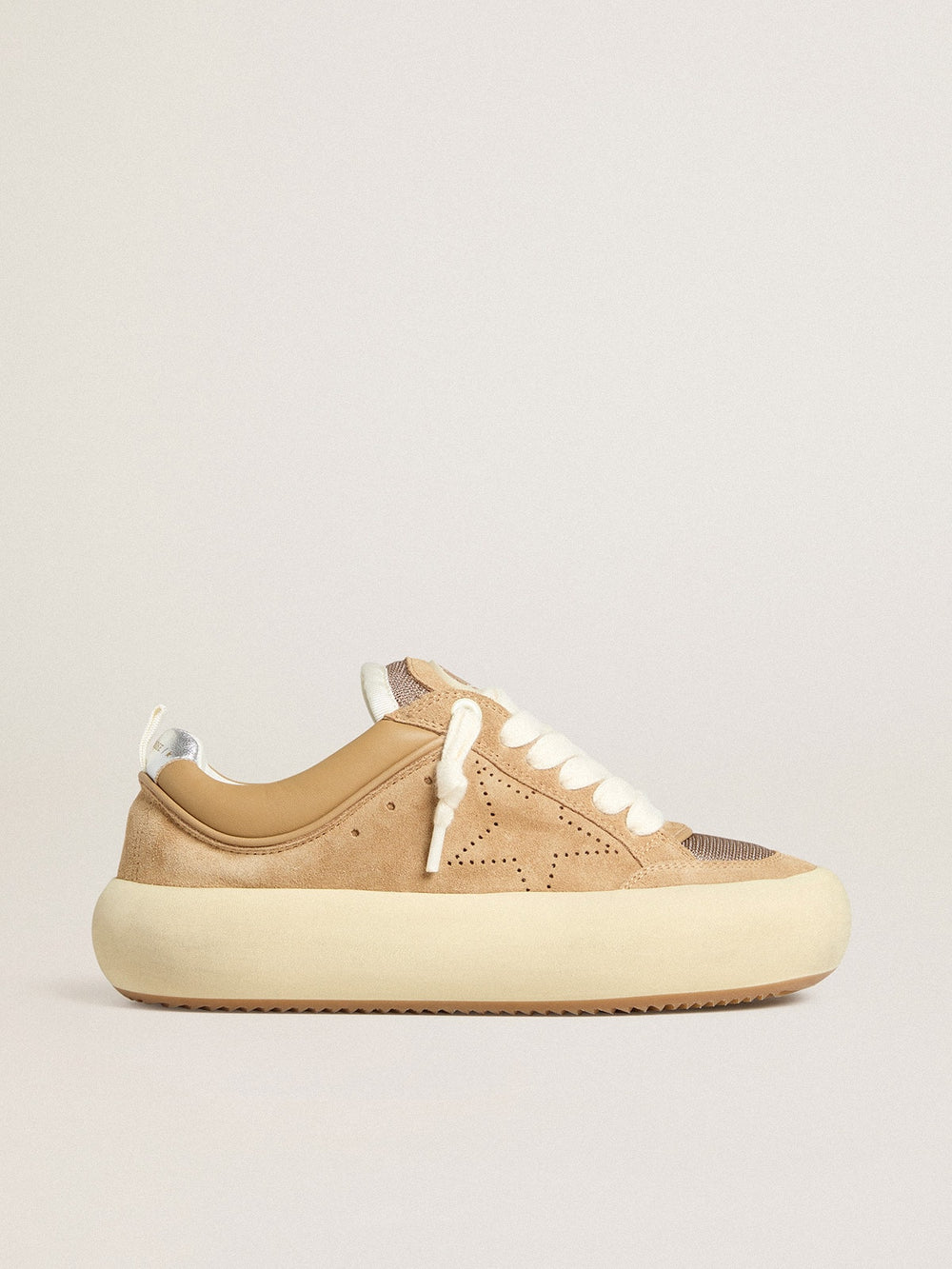 Golden Goose Women's Space-Star Cube in tobacco suede with perforated star