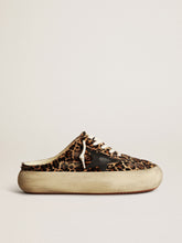 Golden Goose Women's Space-Star Sabot in leopard print pony skin with black star