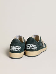 Golden Goose Women's Ball Star in green suede with silver glitter star