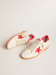 Golden Goose Women’s Ball Star Wishes in white leather with a red star and heel tab