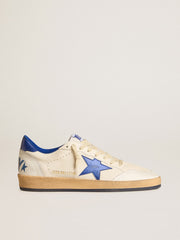 Golden Goose Women’s Ball Star Wishes in white nappa leather with bright blue star and heel tab