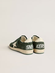 Golden Goose Women's Ball Star in green suede with white leather star and heel tab