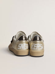 Golden Goose Ball Star in beige suede with red leather star and metallic bronze foiled leather heel tab