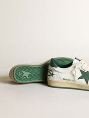 Golden Goose Women's Ball Star in white nappa leather with green leather star and heel tab