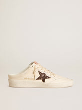 Golden Goose Ball Star Sabots in ivory nappa with bronze glitter star