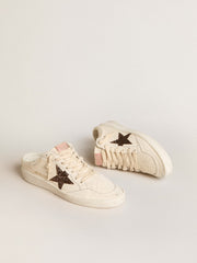 Golden Goose Ball Star Sabots in ivory nappa with bronze glitter star