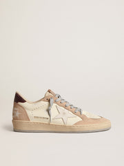 Golden Goose Women's Ball Star LTD with white star and burgundy leather heel tab