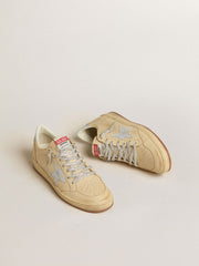 Golden Goose Women's Ball Star LTD in cream-colored leather with light gray leather star and heel tab