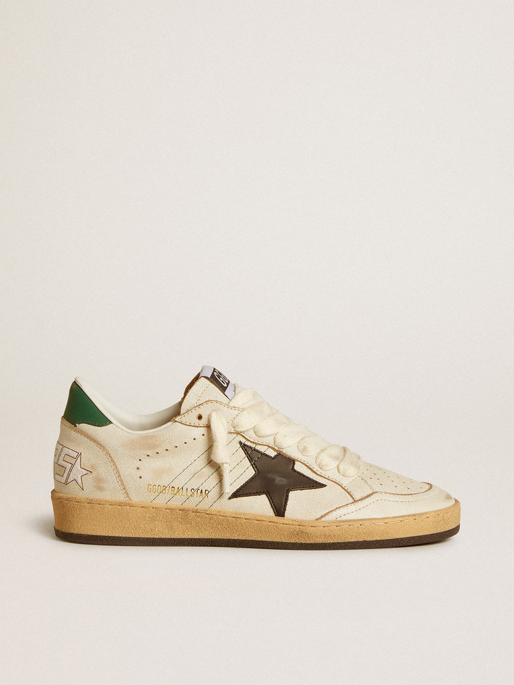 Golden Goose Women’s Ball Star with black leather star and green leather heel tab