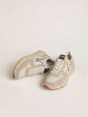 Golden Goose Women's Running Sole in nylon and suede with silver printed star and leather heel tab