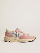 Golden Goose Women's Running Sole in gray mesh and suede with silver glitter star