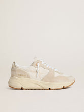 Golden Goose Women's Running Sole in canvas with beige star and platinum metallic leather heel tab