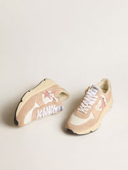 Golden Goose Women's Running Sole in mesh and suede with pink star and silver heel tab