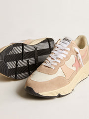 Golden Goose Women's Running Sole in mesh and suede with pink star and silver heel tab