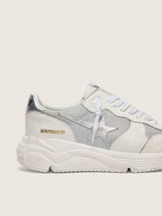 Golden Goose Women’s Running Sole in mesh and nubuck with silver metallic leather star