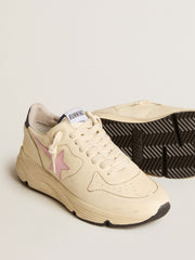 Golden Goose Women's Running Sole in nappa leather with pink leather star and blue leather heel tab