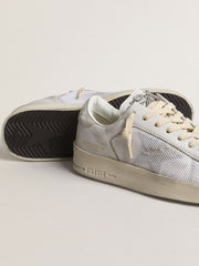 Golden Goose Stardan LTD in white leather with star and heel tab in ice-gray suede