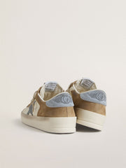 Golden Goose Stardan LTD in white leather and tobacco suede with light blue suede star and heel tab