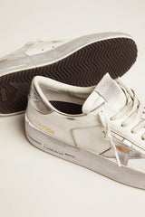 Golden Goose Stardan sneakers with silver metallic leather star and heel tab
