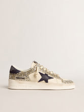 Golden Goose Women's Stardan in platinum glitter with dark blue suede star and heel tab