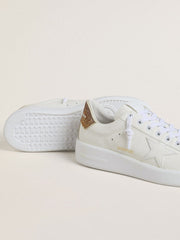 Golden Goose Women’s Purestar with white leather star and brown crystal heel tab