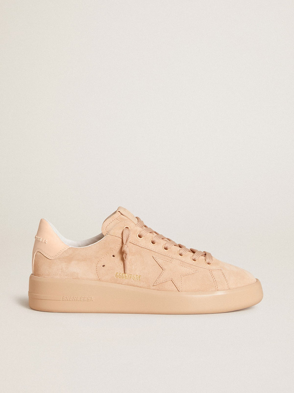 Golden Goose Purestar in suede with suede star and light pink leather heel tab