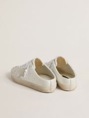 Golden Goose Women’s Super-Star Sabot LTD with gray suede star and Swarovski crystals