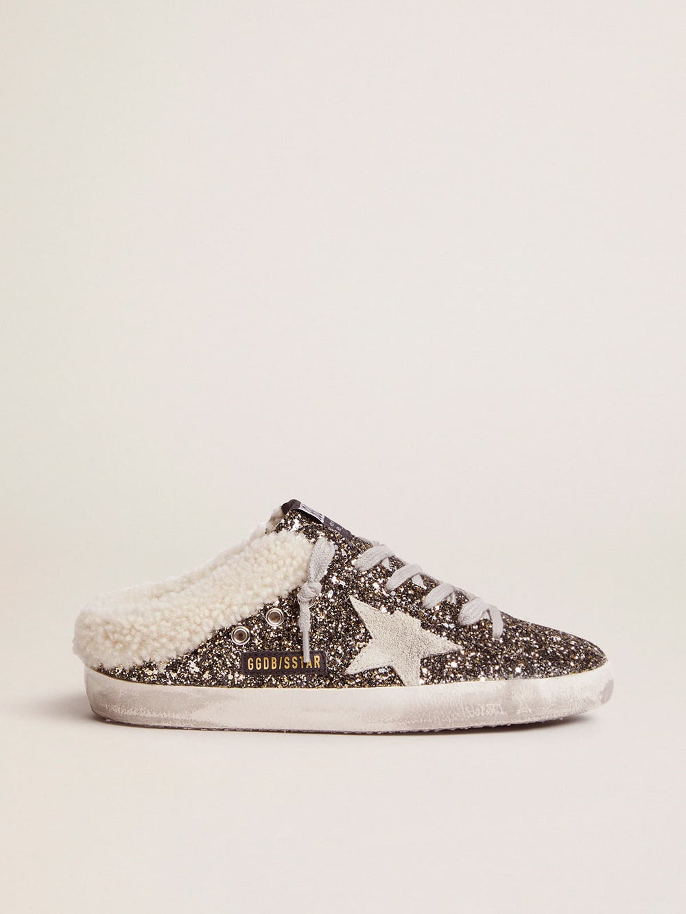 Golden Goose Women's Super-Star Sabot with glitter and shearling interior