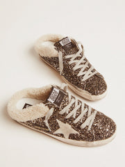 Golden Goose Women's Super-Star Sabot with glitter and shearling interior