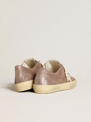 Golden Goose Women's V-Star in light brown metallic suede with cream leather star